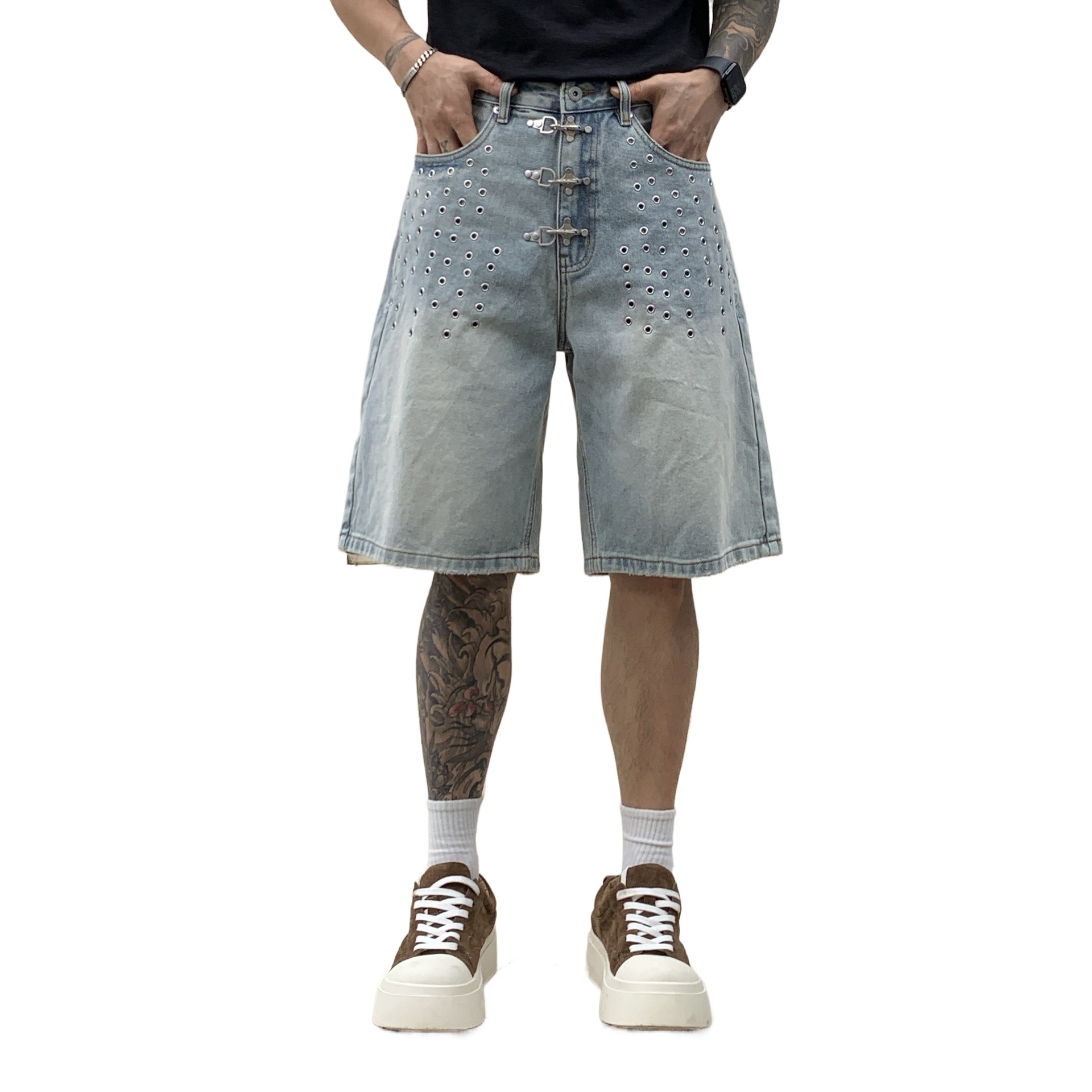 Street Fashion Jeans - Pantalones Cortos de Mezclilla para Hombre,