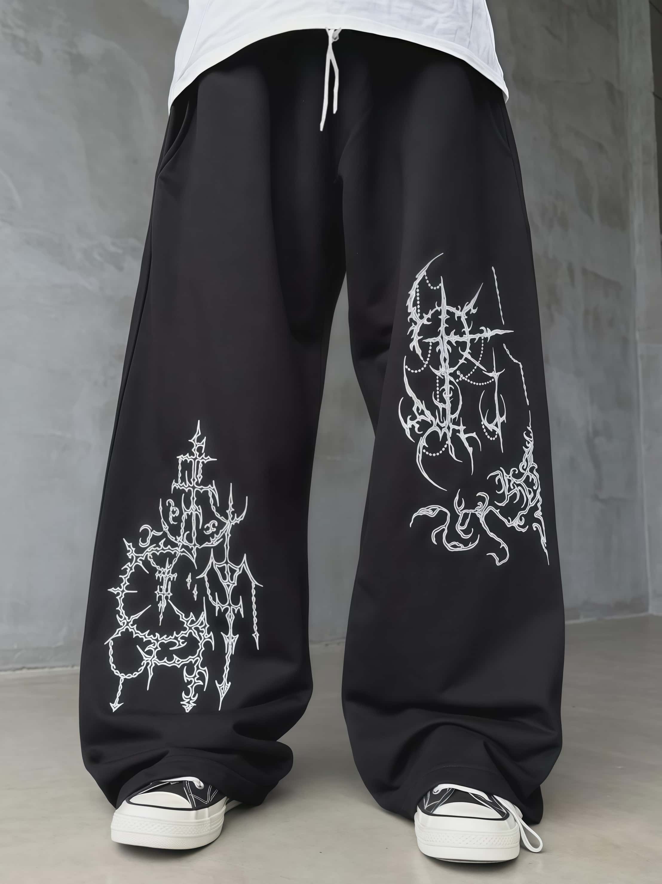 Street Fashion Asian Men - Pantalones Anchos Casuales de Estilo Urbano