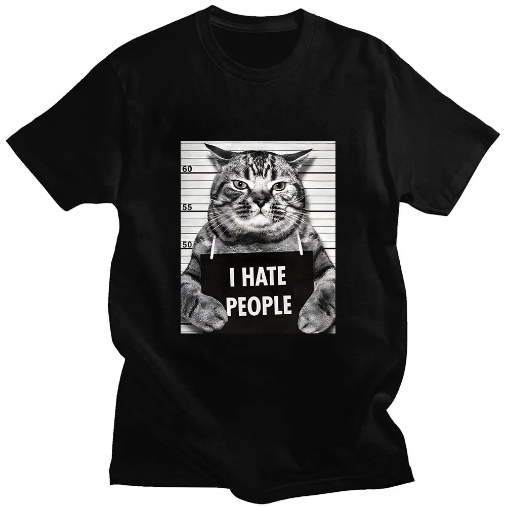 Street Fashion Asian Men - Camiseta con estampado de gato, talla