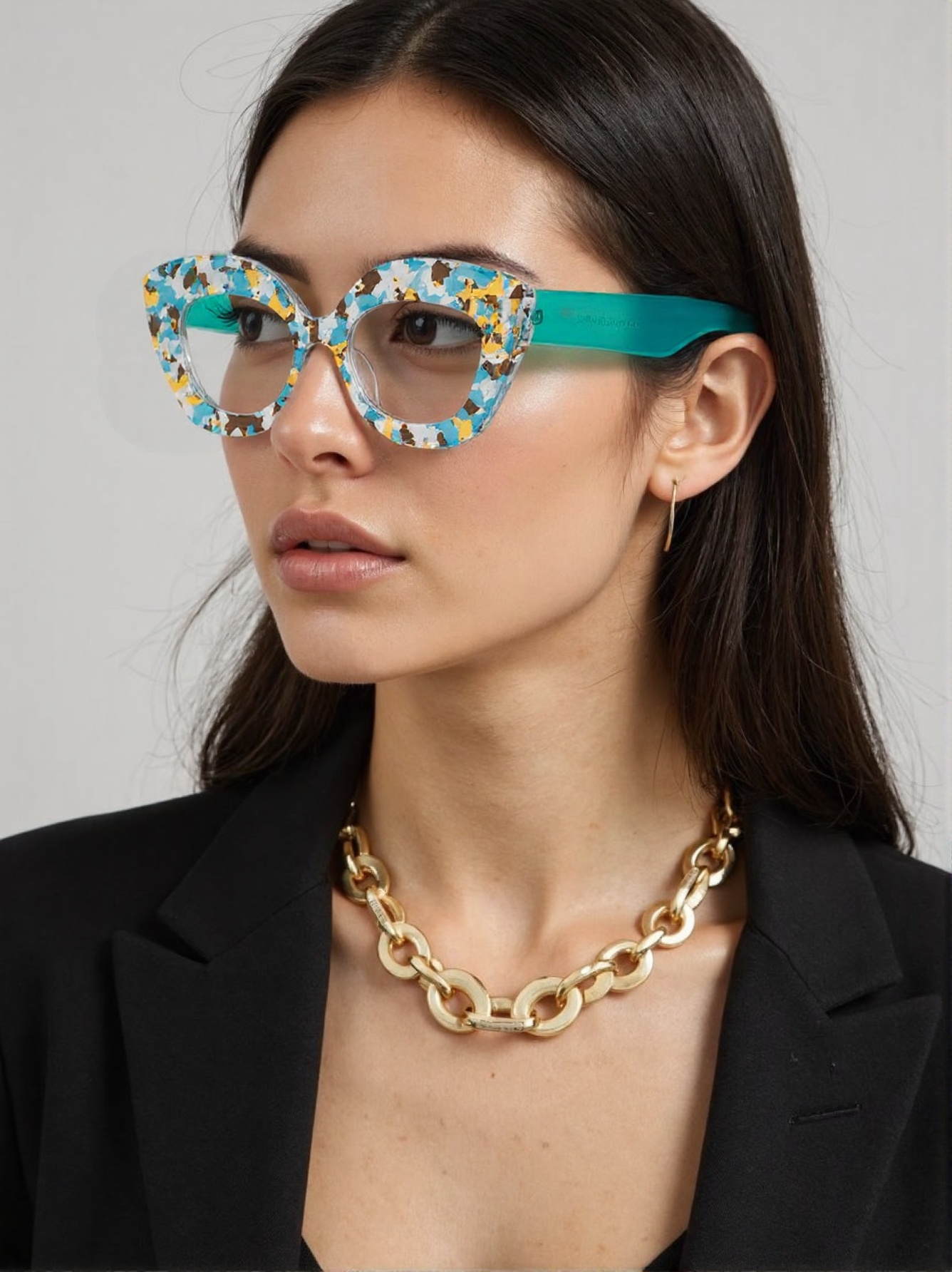 Street Fashion Show - Gafas de montura grande con textura
