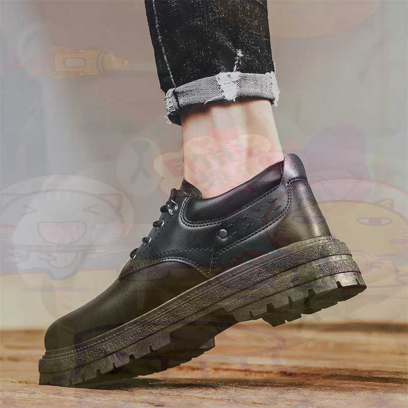 Street Fashion Asian Men - Zapatillas deportivas de cuero Natural oscuro