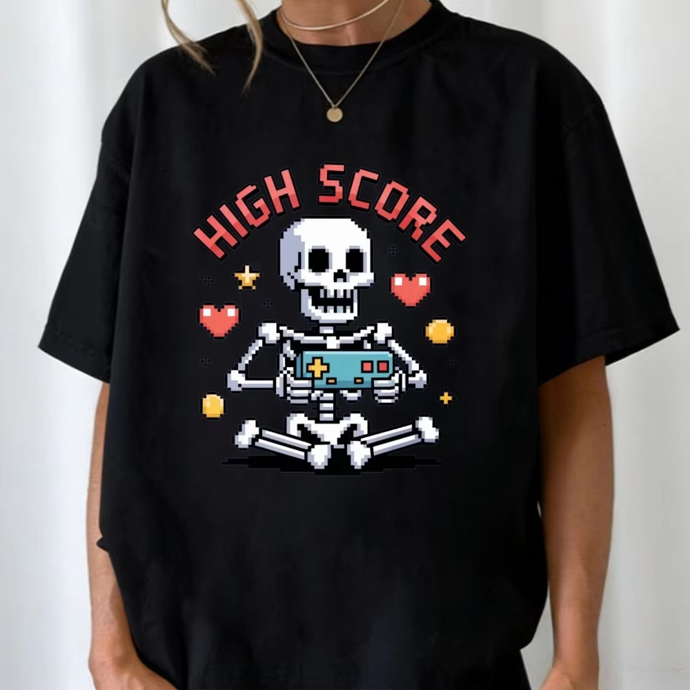 Street Fashion Videos - Camiseta High Score Pixel Skeleton, Camiseta