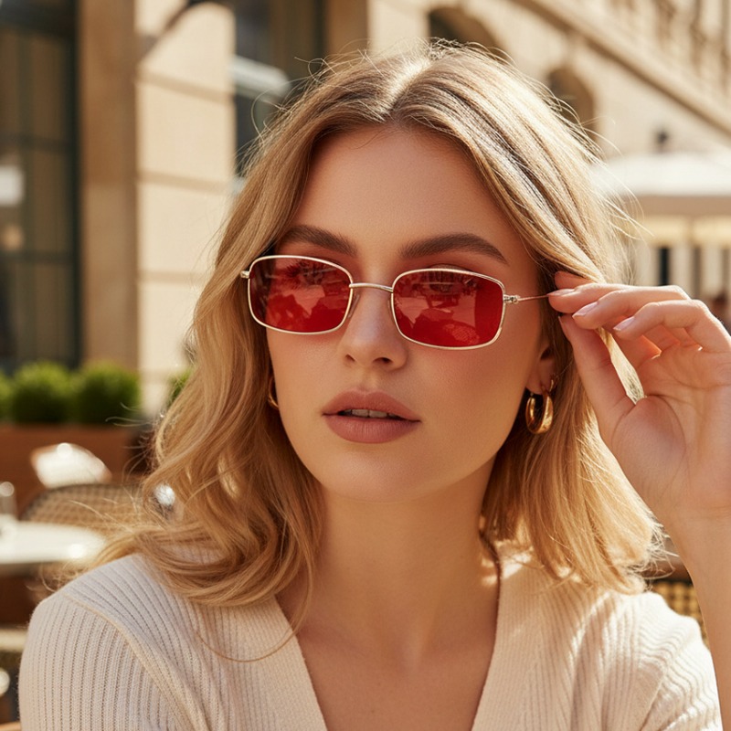 Nuevas Gafas de Sol Cuadradas  - Street Fashion Photography reseña y precio